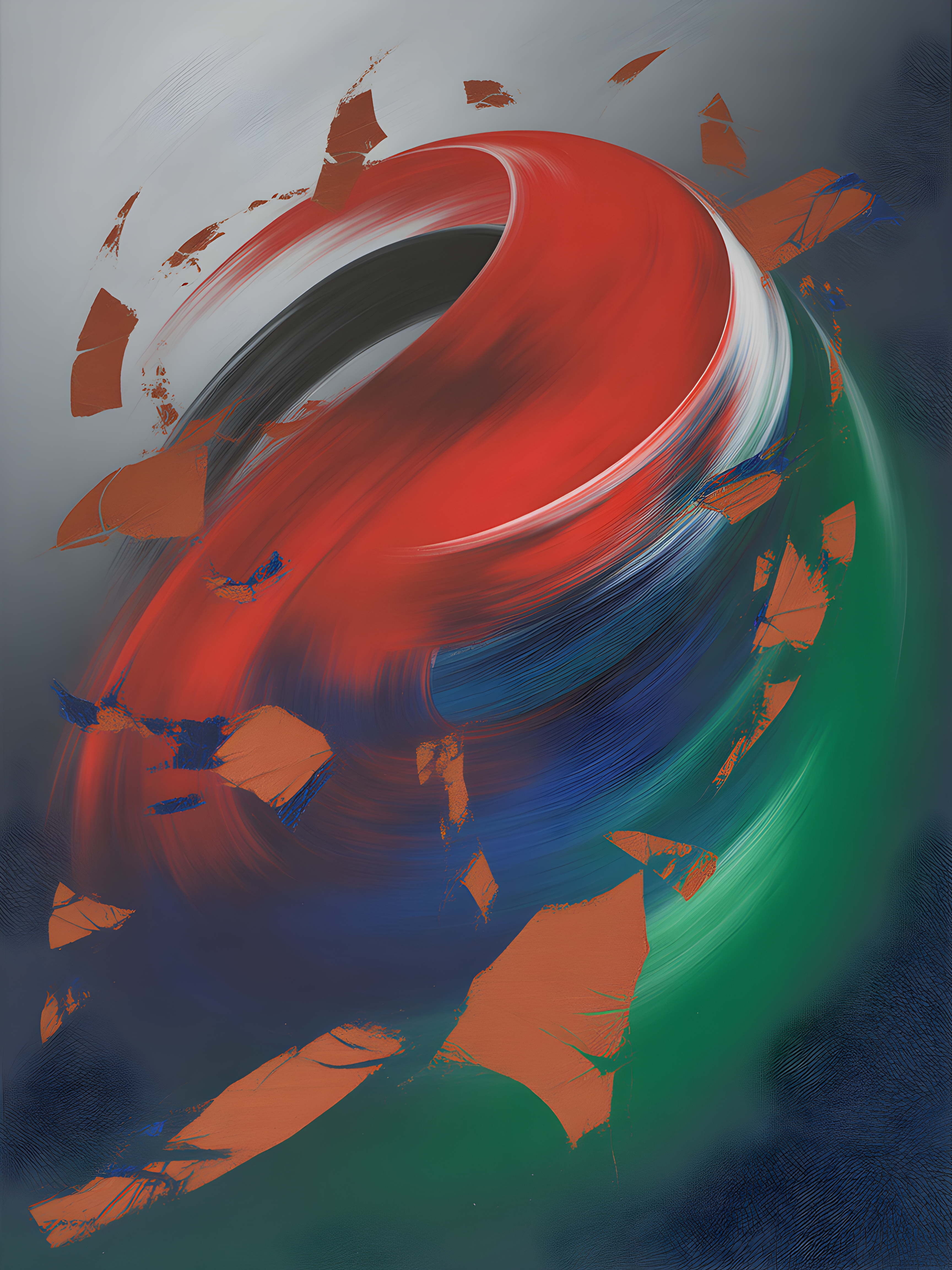 Abstract Swirling Globe Red Blue Green Wall Art