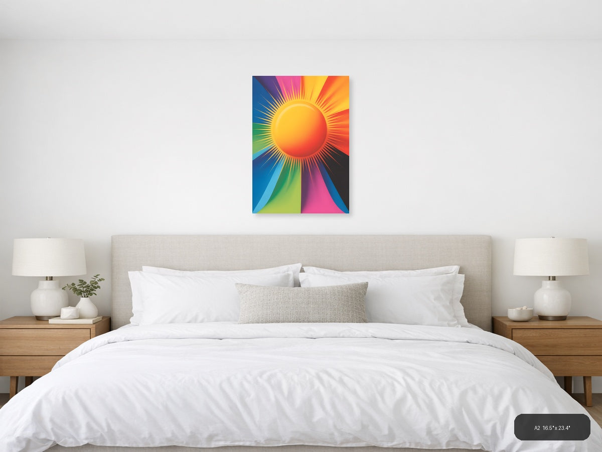 Colorful Sun Rays Digital Photography Wall Art — A2 / Bedroom