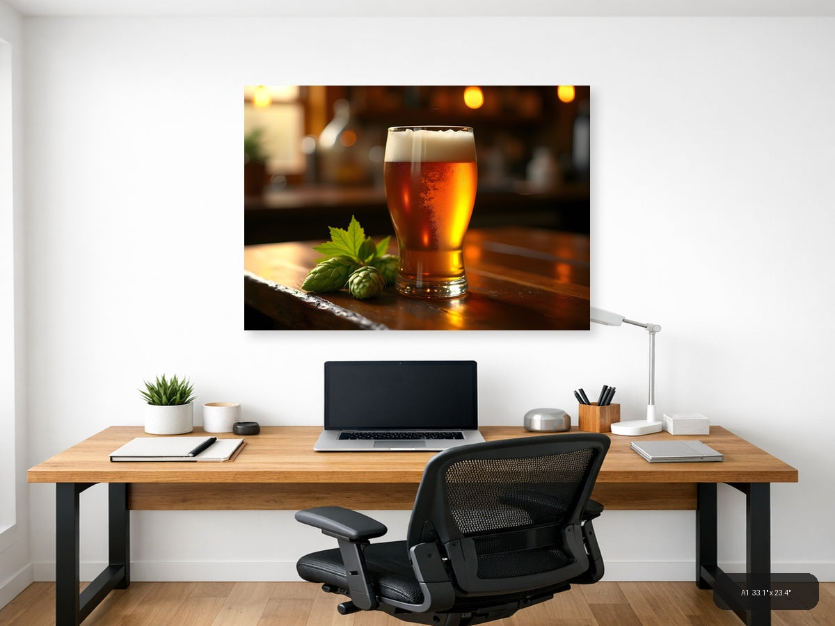 Craft Beer with Hops Photography Wall Art — A1 / Office