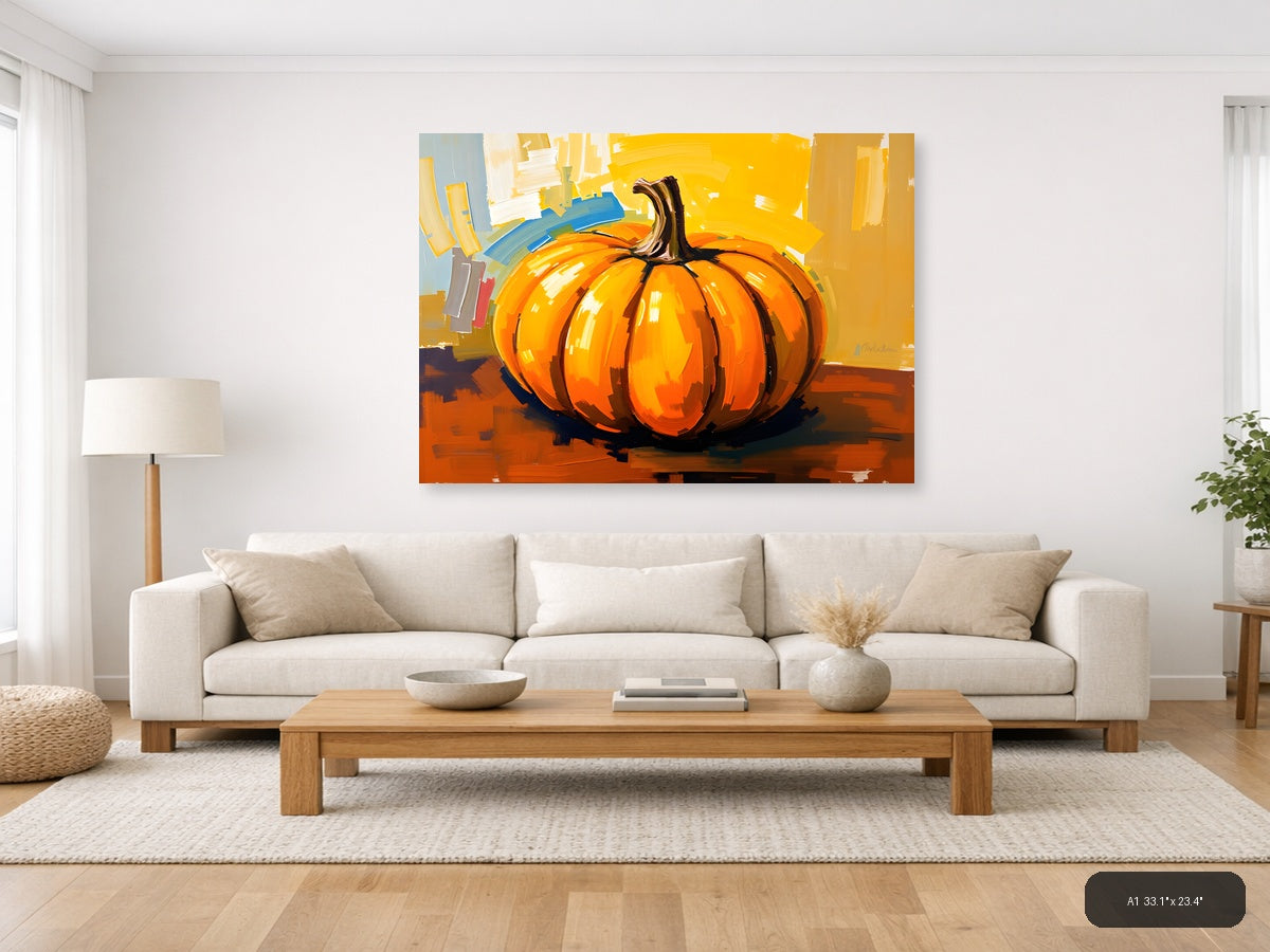 Abstract Orange Pumpkin Modern Expressionist Wall Art — A1 / Living Room
