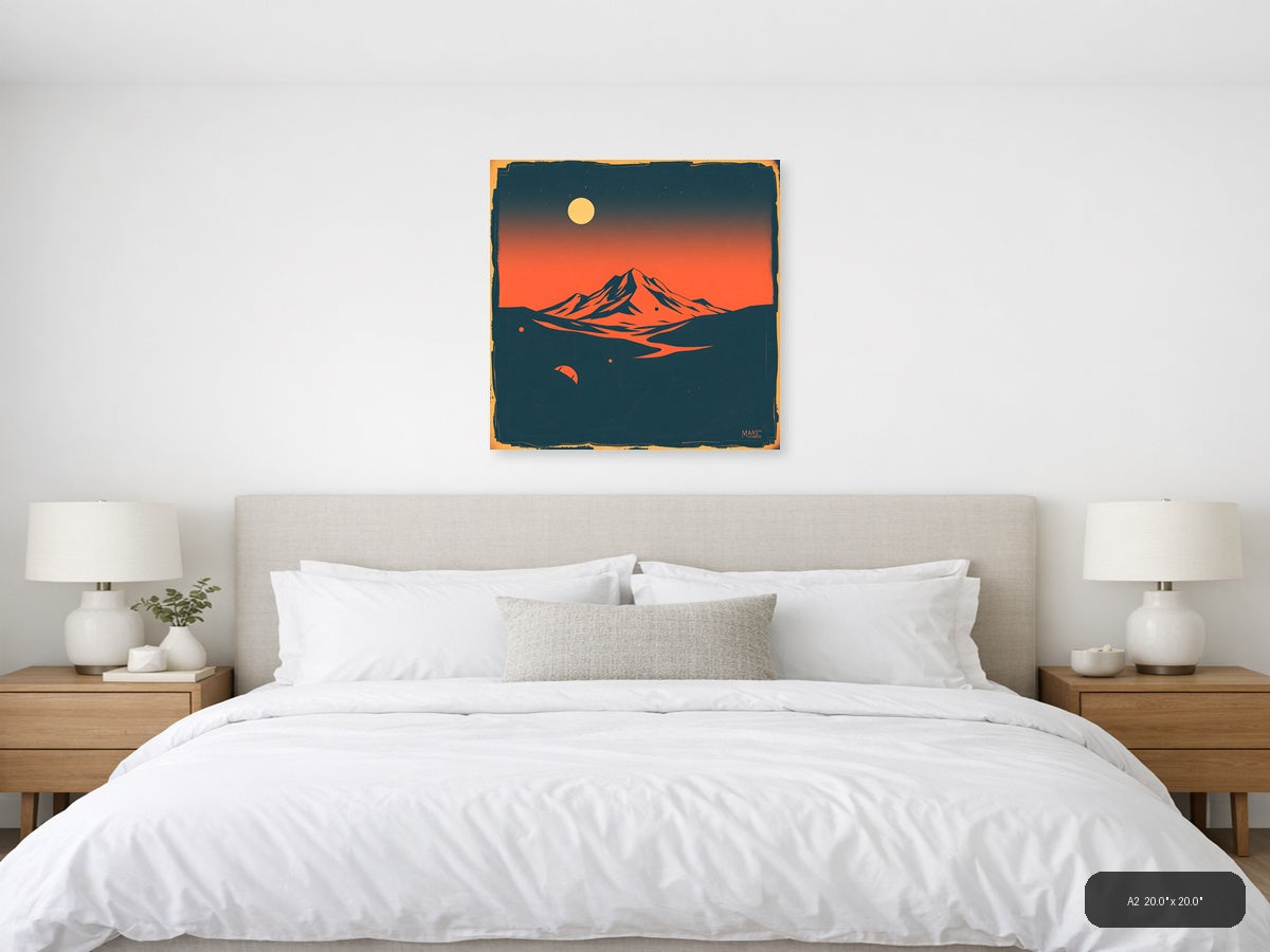 Vintage Mars Landscape Mountain Moon Wall Art — A2 / Bedroom