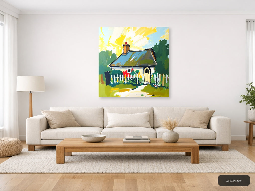Sunny Cottage Garden Abstract Wall Art — A1 / Living Room