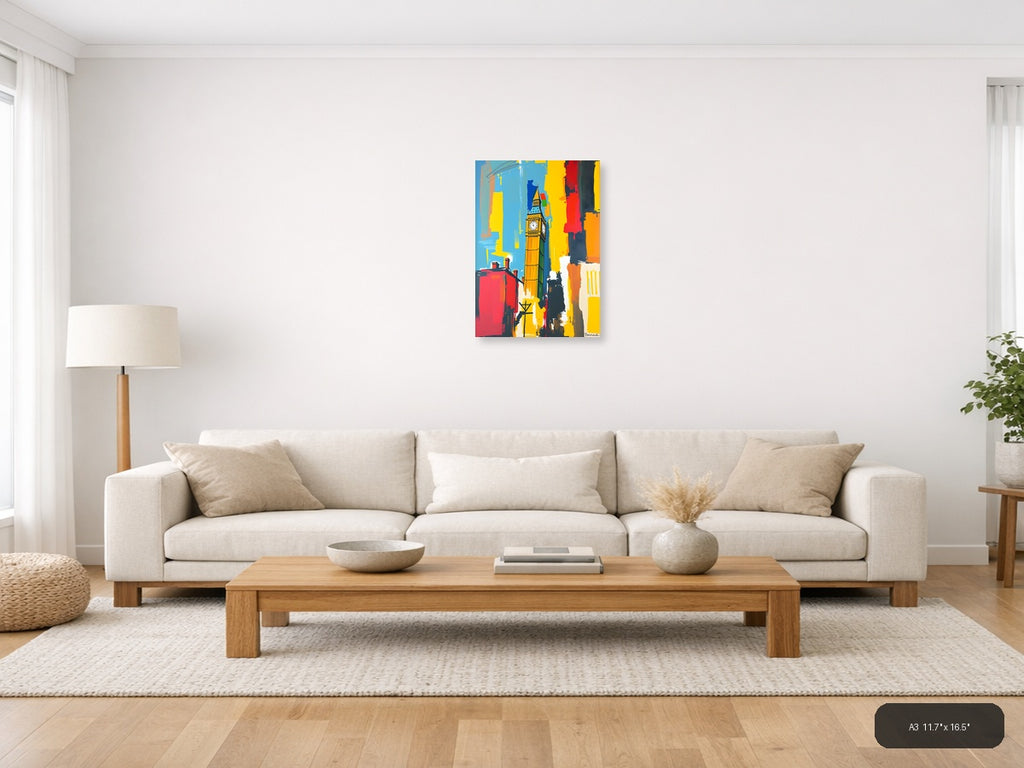 Big Ben London Abstract Pop Art Colorful Wall Art — A3 / Living Room