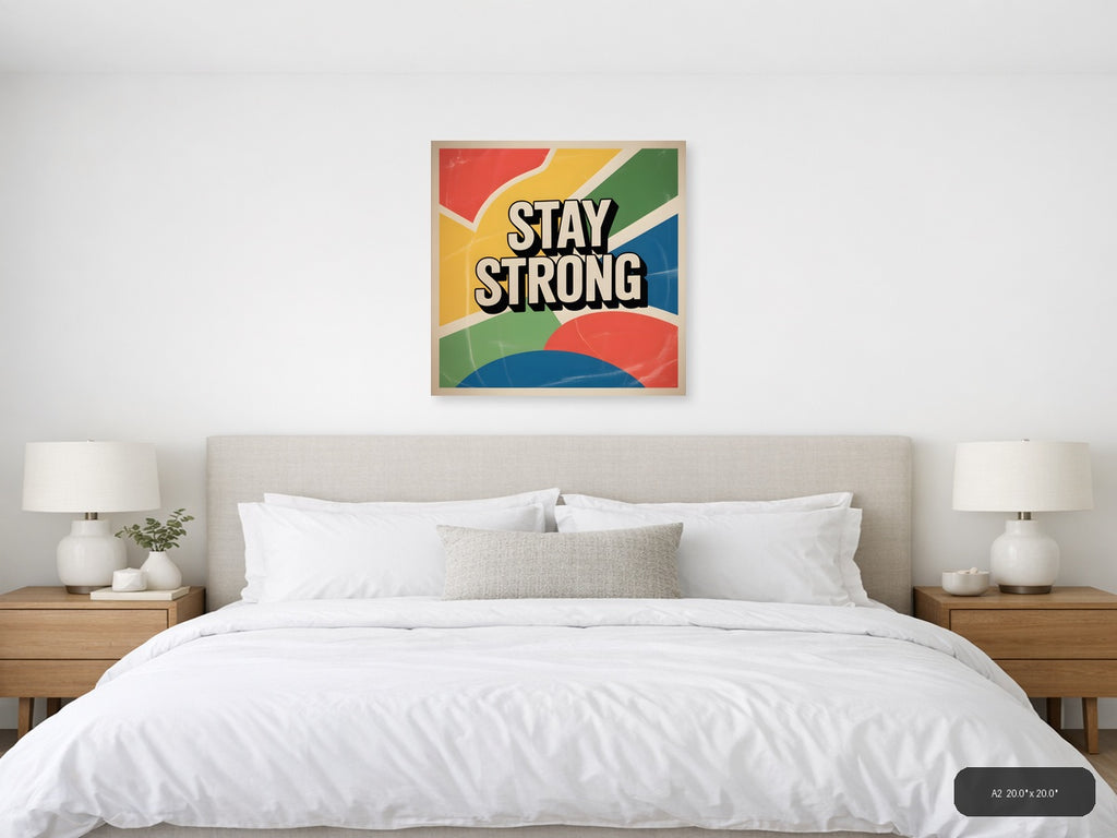 Stay Strong Vintage Motivational Retro Wall Art — A2 / Bedroom