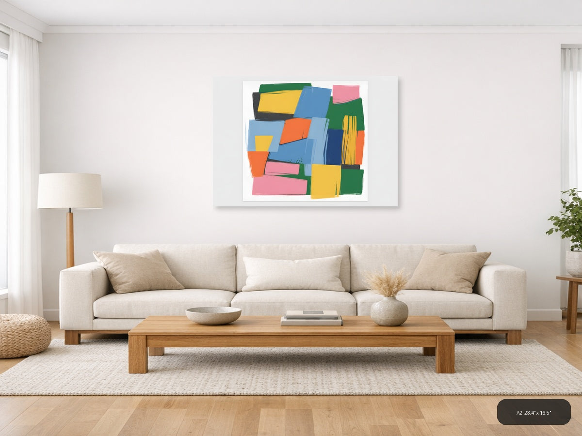 Colorful Abstract Geometric Shapes Canvas Wall Art — A2 / Living Room