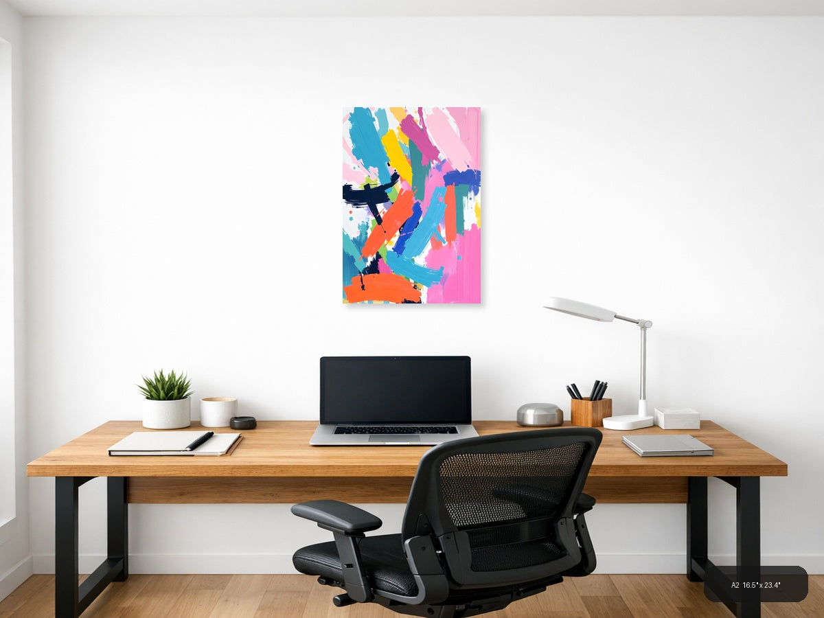 Vibrant Abstract Brushstrokes Colorful Modern Wall Art — A2 / Office