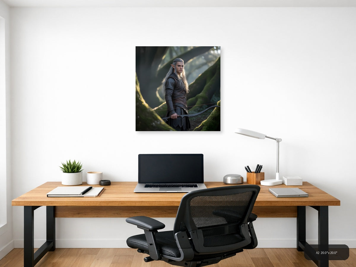 Elven Archer in Enchanted Forest Photography Wall Art — A2 / Office