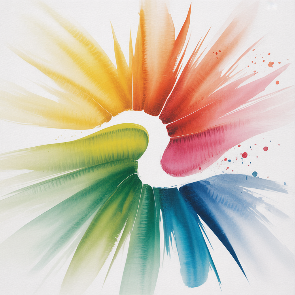Rainbow Color Wheel Watercolor Burst Wall Art