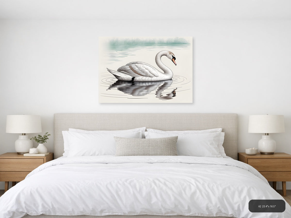 Elegant Swan Line Art Drawing - Minimalist Wall Art — A2 / Bedroom