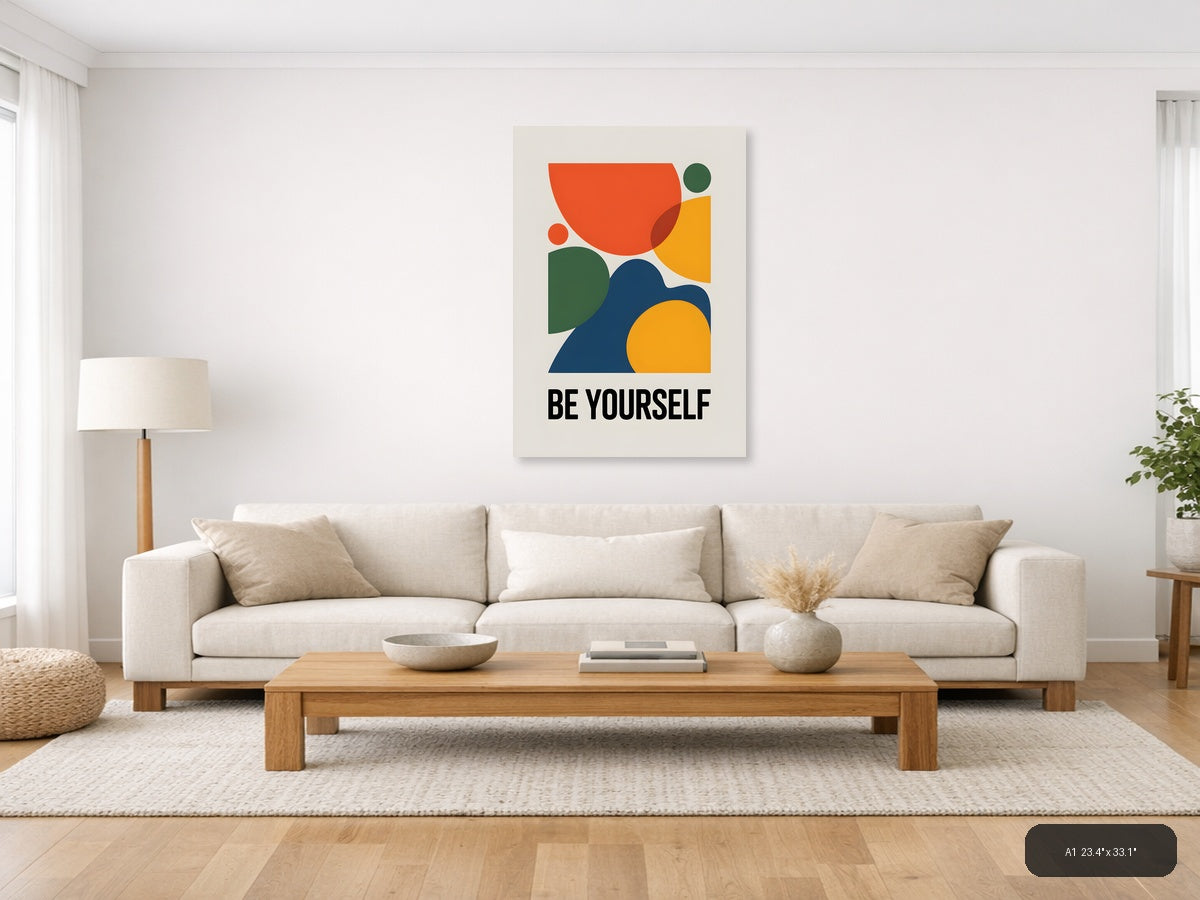 Be Yourself Minimalist Abstract Geometric Wall Art — A1 / Living Room