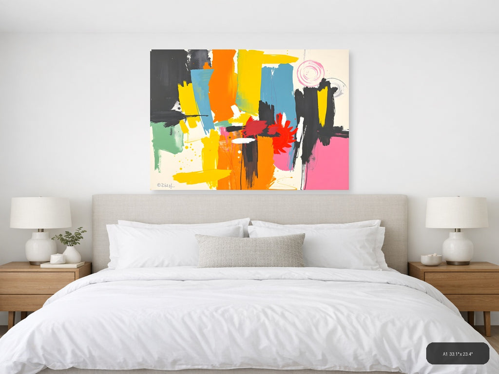 Vibrant Abstract Brushstrokes Modern Colorful Wall Art — A1 / Bedroom