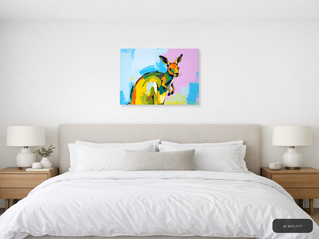 Colorful Abstract Deer Portrait Modern Wall Art — A3 / Bedroom