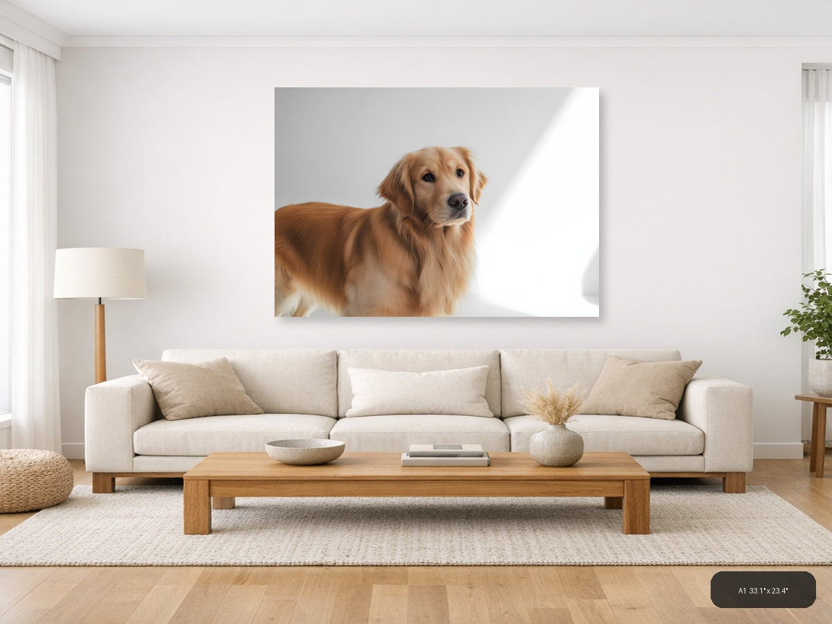 Golden Retriever Portrait Minimalist Wall Art — A1 / Living Room