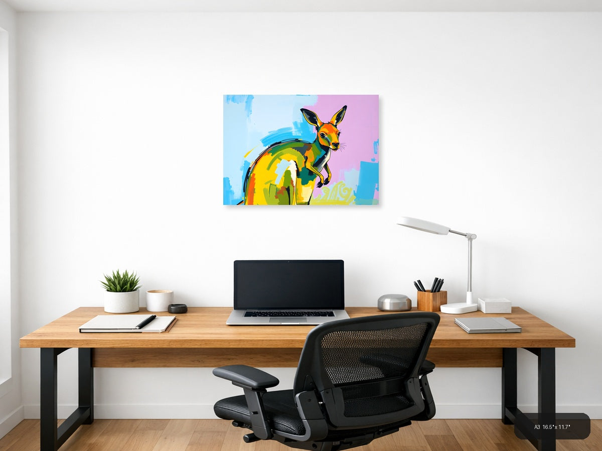 Colorful Abstract Deer Portrait Modern Wall Art — A3 / Office