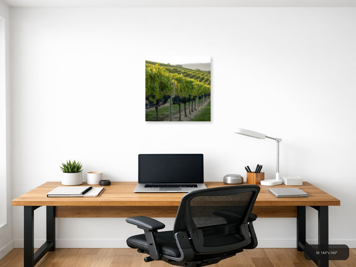 Vineyard Rows at Golden Hour - Minimalist Wall Art — A3 / Office
