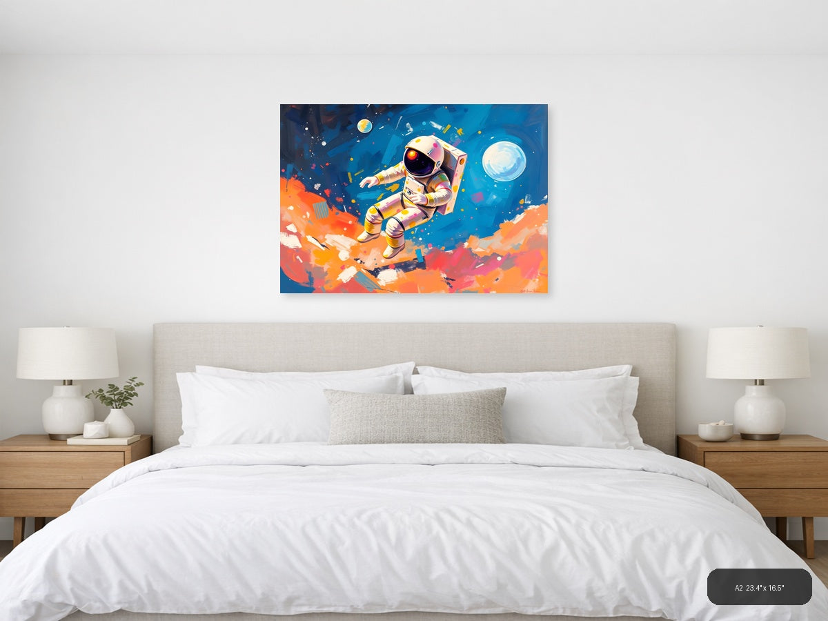 Colorful Astronaut in Space Abstract Wall Art — A2 / Bedroom