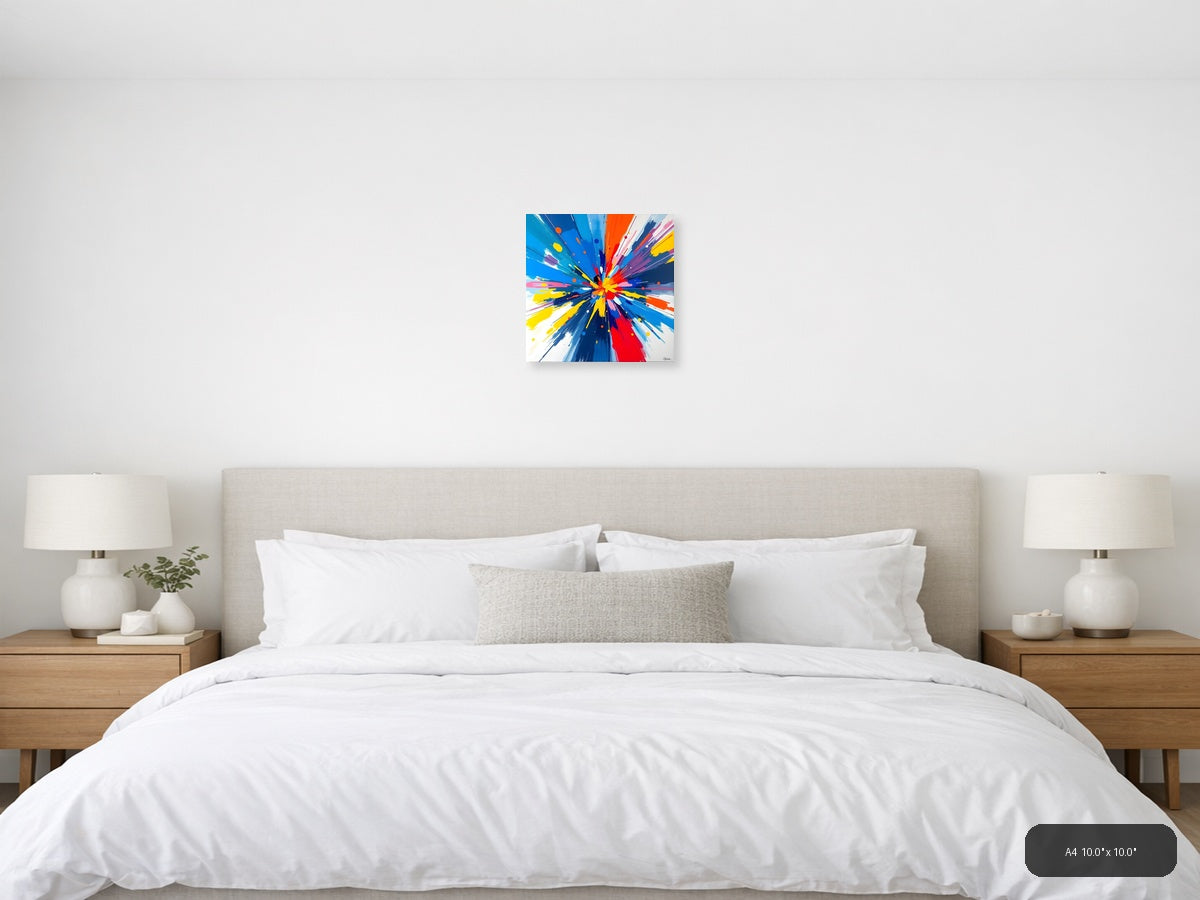Vibrant Radial Burst Abstract Explosion Wall Art — A4 / Bedroom