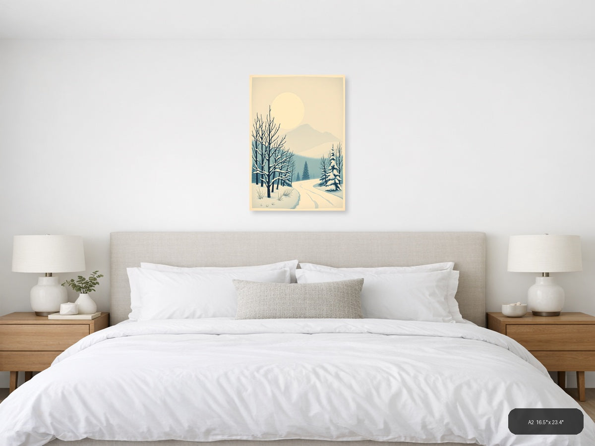 Vintage Winter Landscape with Snow-Covered Trees Wall Art — A2 / Bedroom