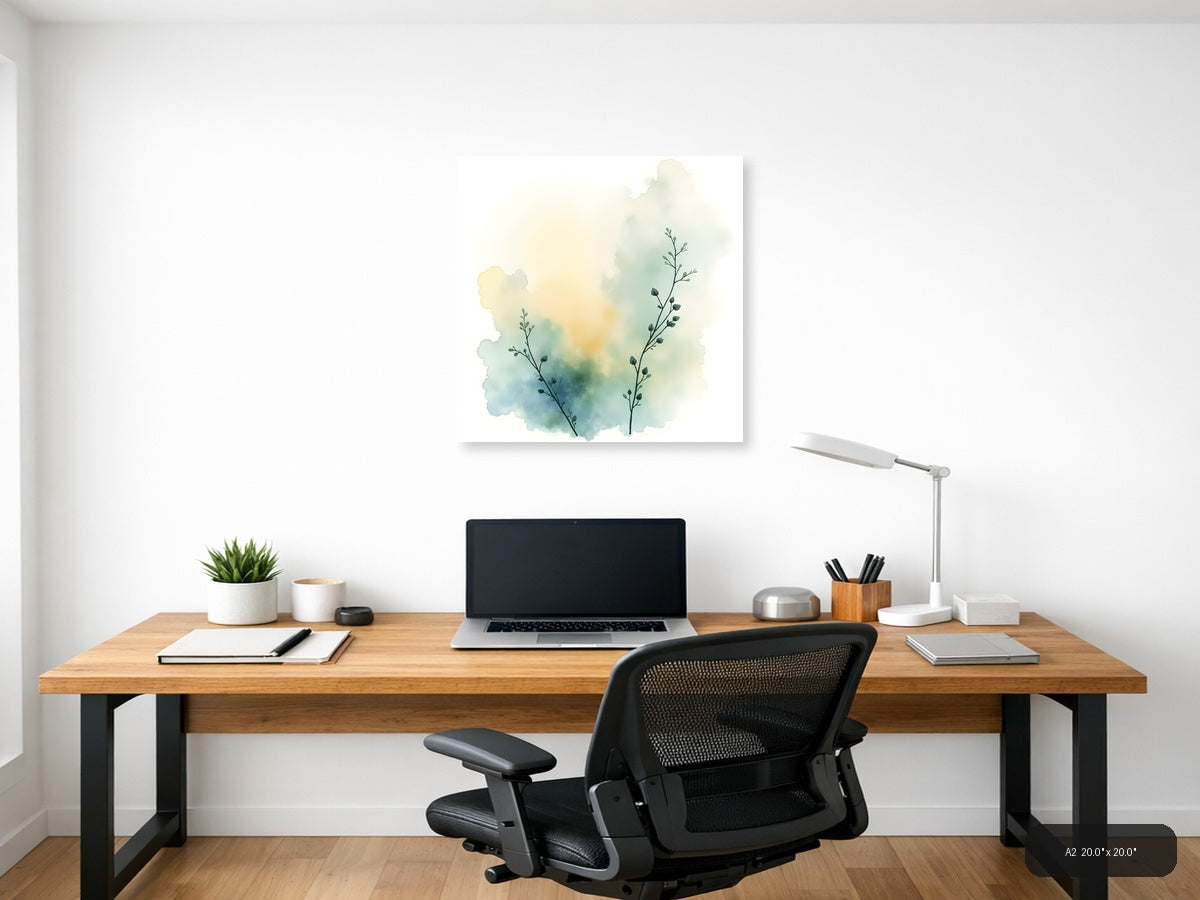 Minimalist Botanical Watercolor Wall Art — A2 / Office