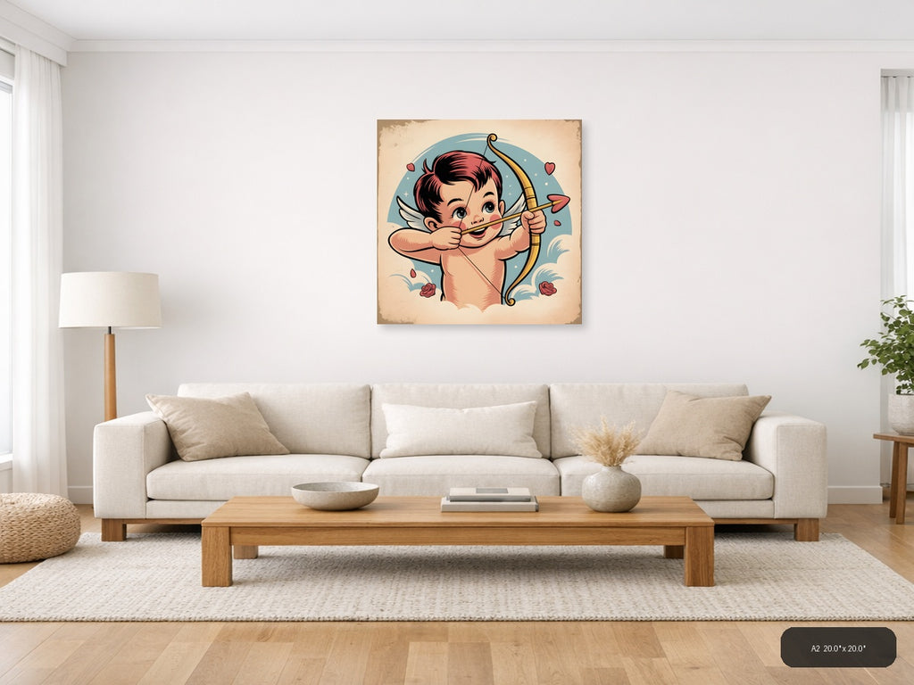 Vintage Cupid Cherub Bow Arrow Love Wall Art — A2 / Living Room