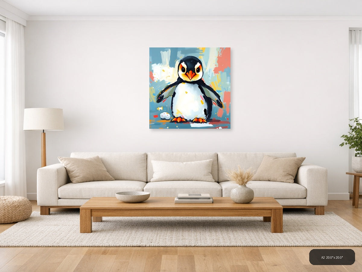 Colorful Abstract Penguin Modern Wall Art — A2 / Living Room