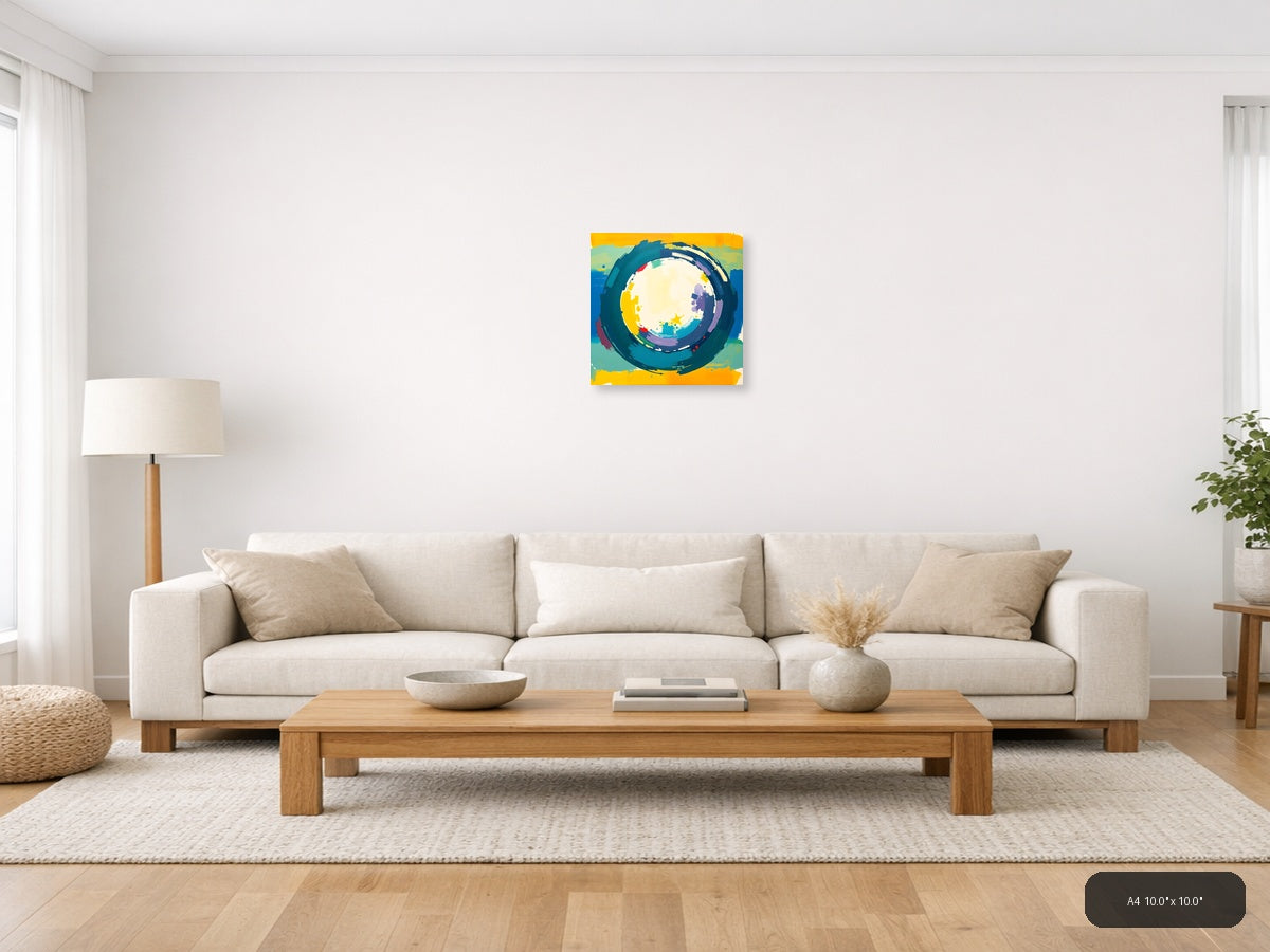 Colorful Abstract Circle with Star - Modern Wall Art — A4 / Living Room