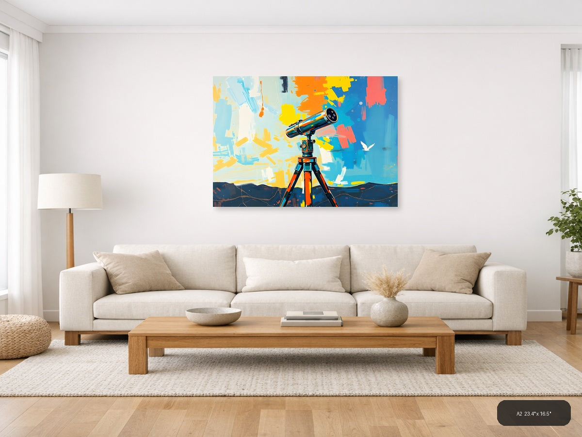 Colorful Telescope Abstract Art Print Wall Art — A2 / Living Room