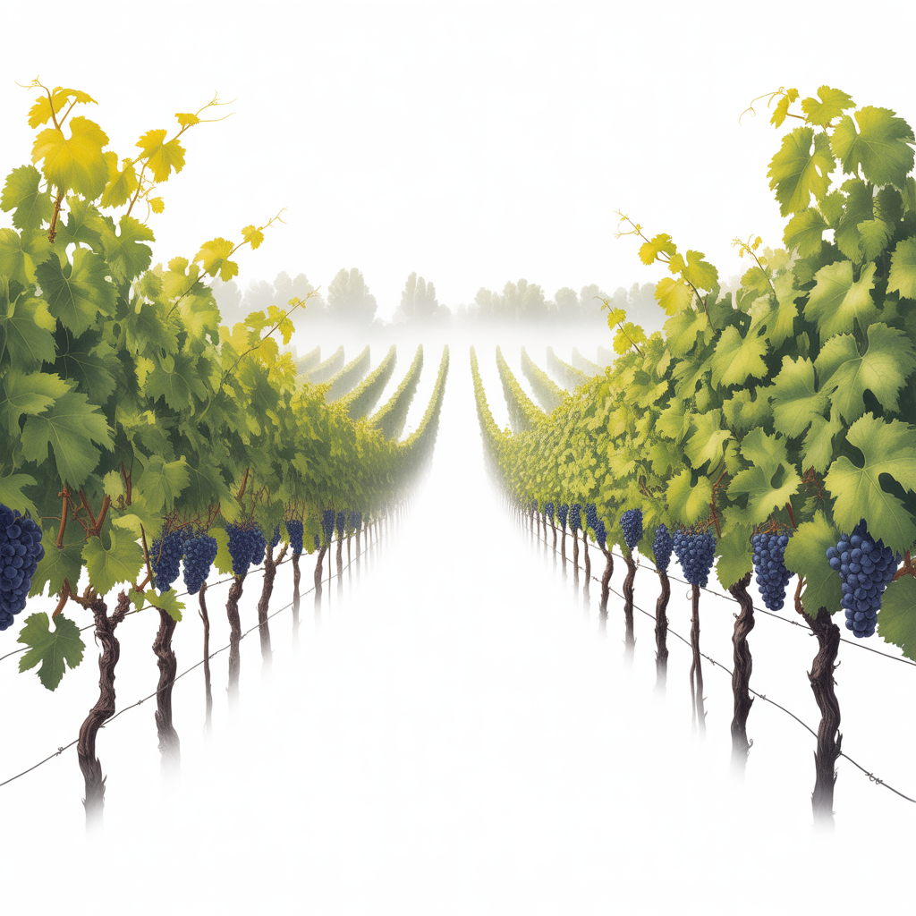 Minimalist Vineyard Path Misty Morning Wall Art