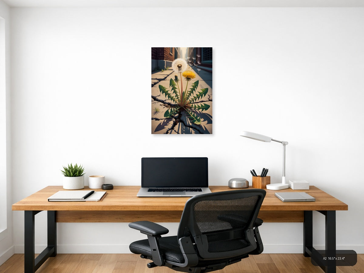 Vintage Dandelion in Urban Ruins Wall Art — A2 / Office