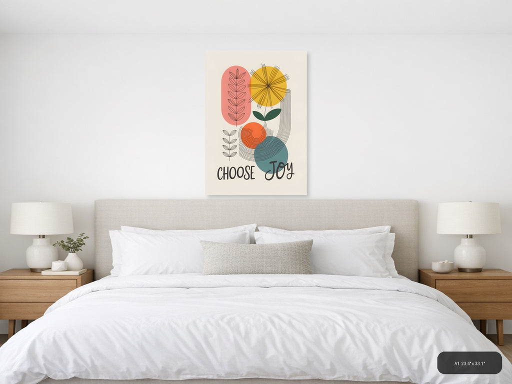 Choose Joy Botanical Line Art Wall Art — A1 / Bedroom