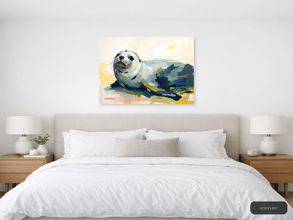 Abstract Seal Portrait - Modern Animal Wall Art — A2 / Bedroom