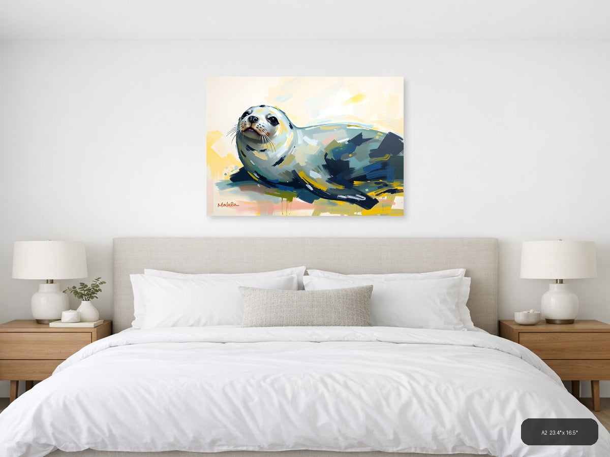 Abstract Seal Portrait - Modern Animal Wall Art — A2 / Bedroom