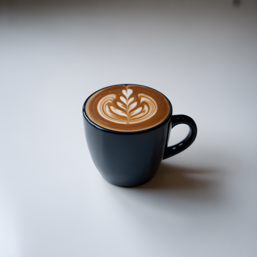 Minimalist Black Coffee Cup with Latte Art Wall Art