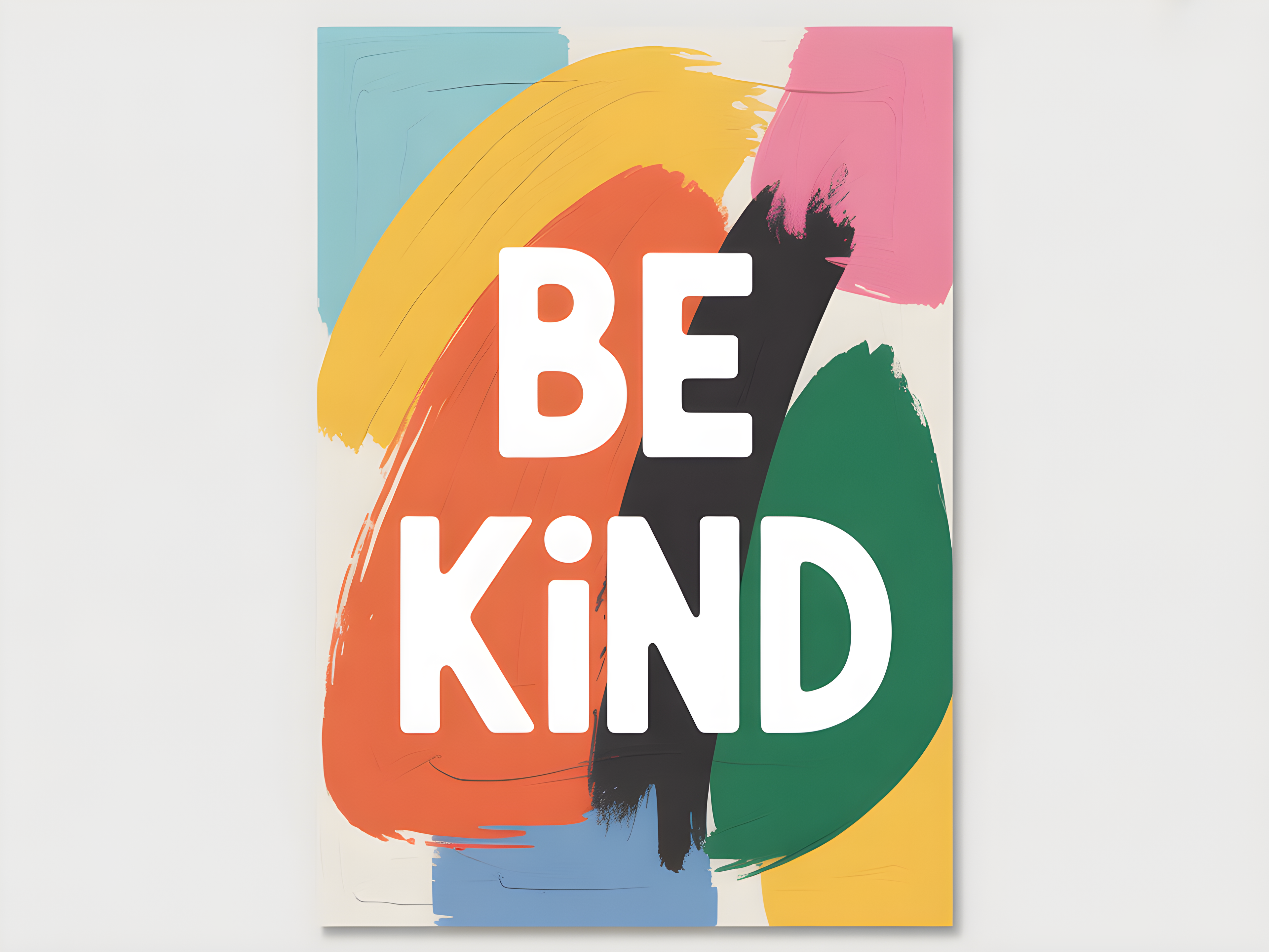 Be Kind Abstract Colorful Brushstroke Wall Art