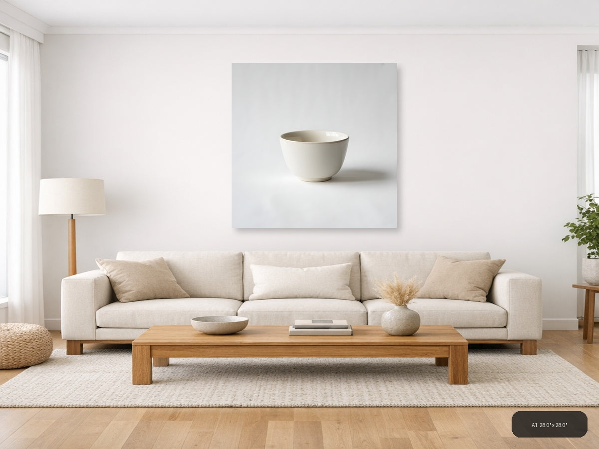 Minimalist Cream Ceramic Bowl Square Wall Art — A1 / Living Room