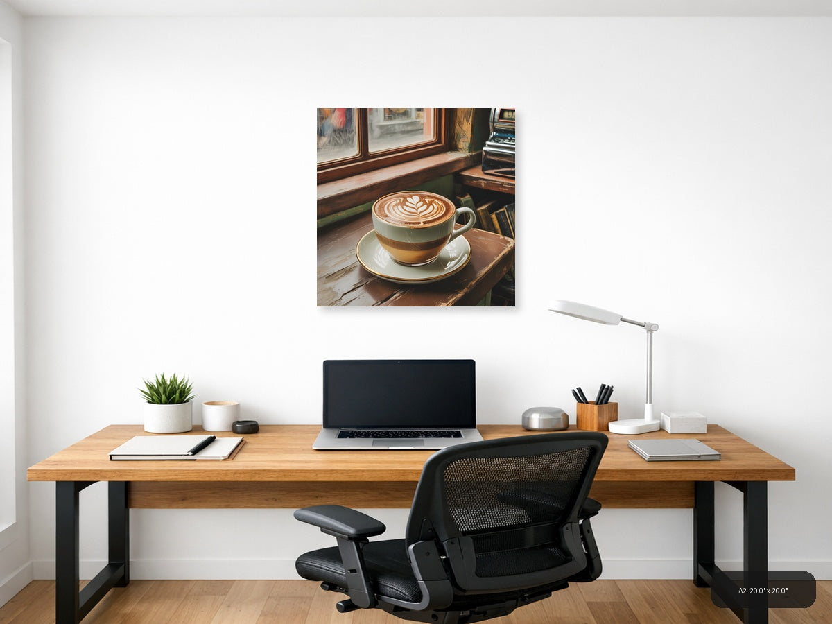 Vintage Coffee Latte Art by Window Wall Art — A2 / Office