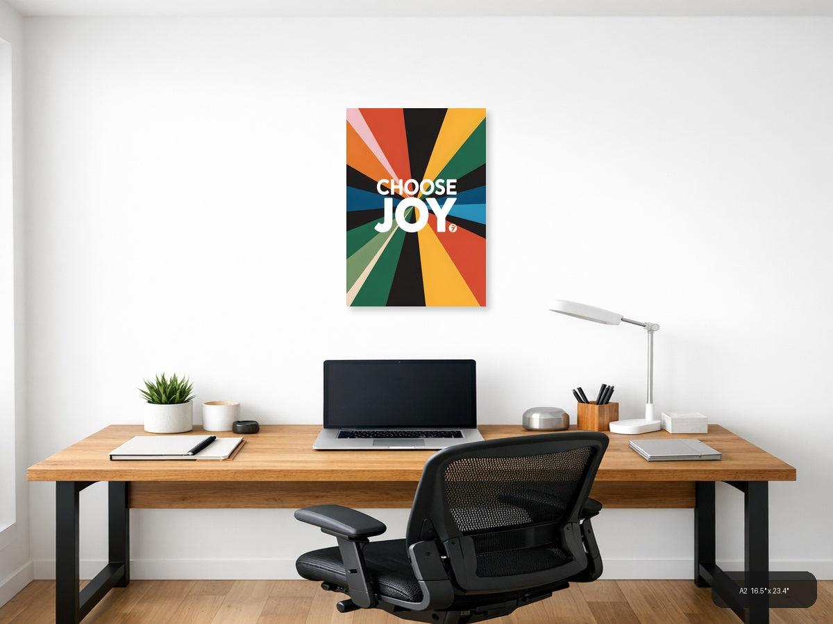 Choose Joy Colorful Radial Sunburst Photography Wall Art — A2 / Office