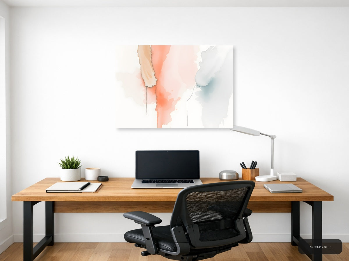 Abstract Watercolor Map Landscape Wall Art — A2 / Office