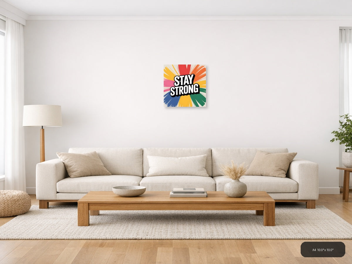 Stay Strong Motivational Abstract Radiant Wall Art — A4 / Living Room