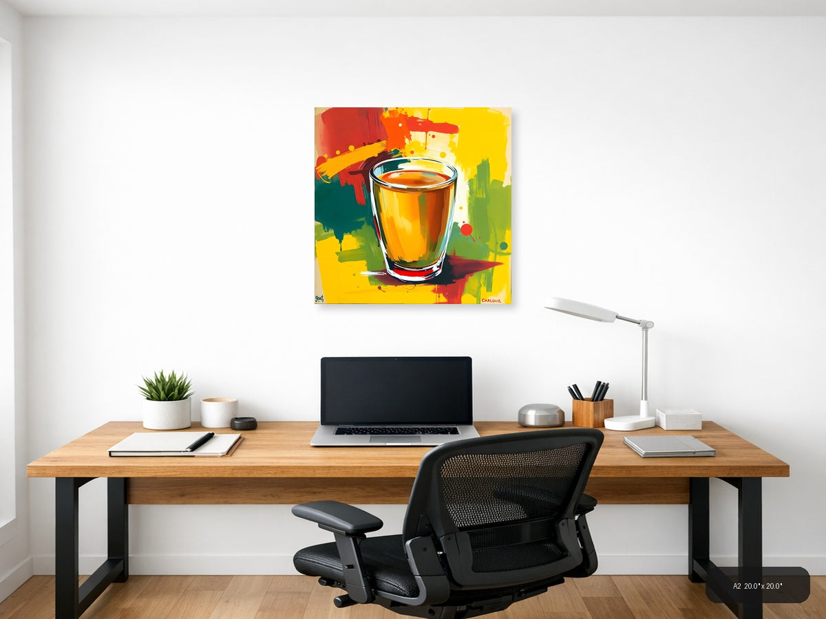 Colorful Abstract Glass of Tea Pop Art Wall Art — A2 / Office