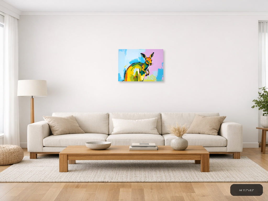 Colorful Abstract Deer Portrait Modern Wall Art — A4 / Living Room