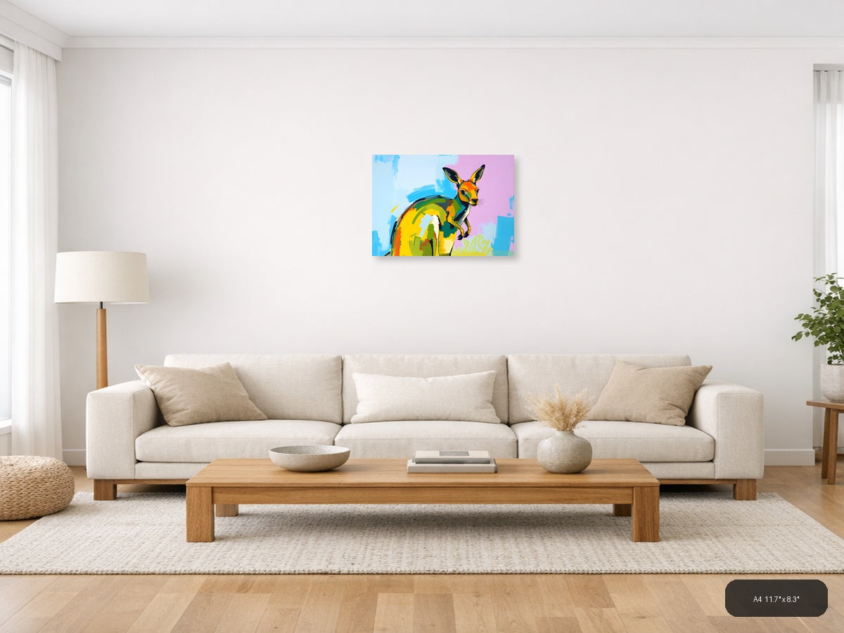 Colorful Abstract Deer Portrait Modern Wall Art — A4 / Living Room