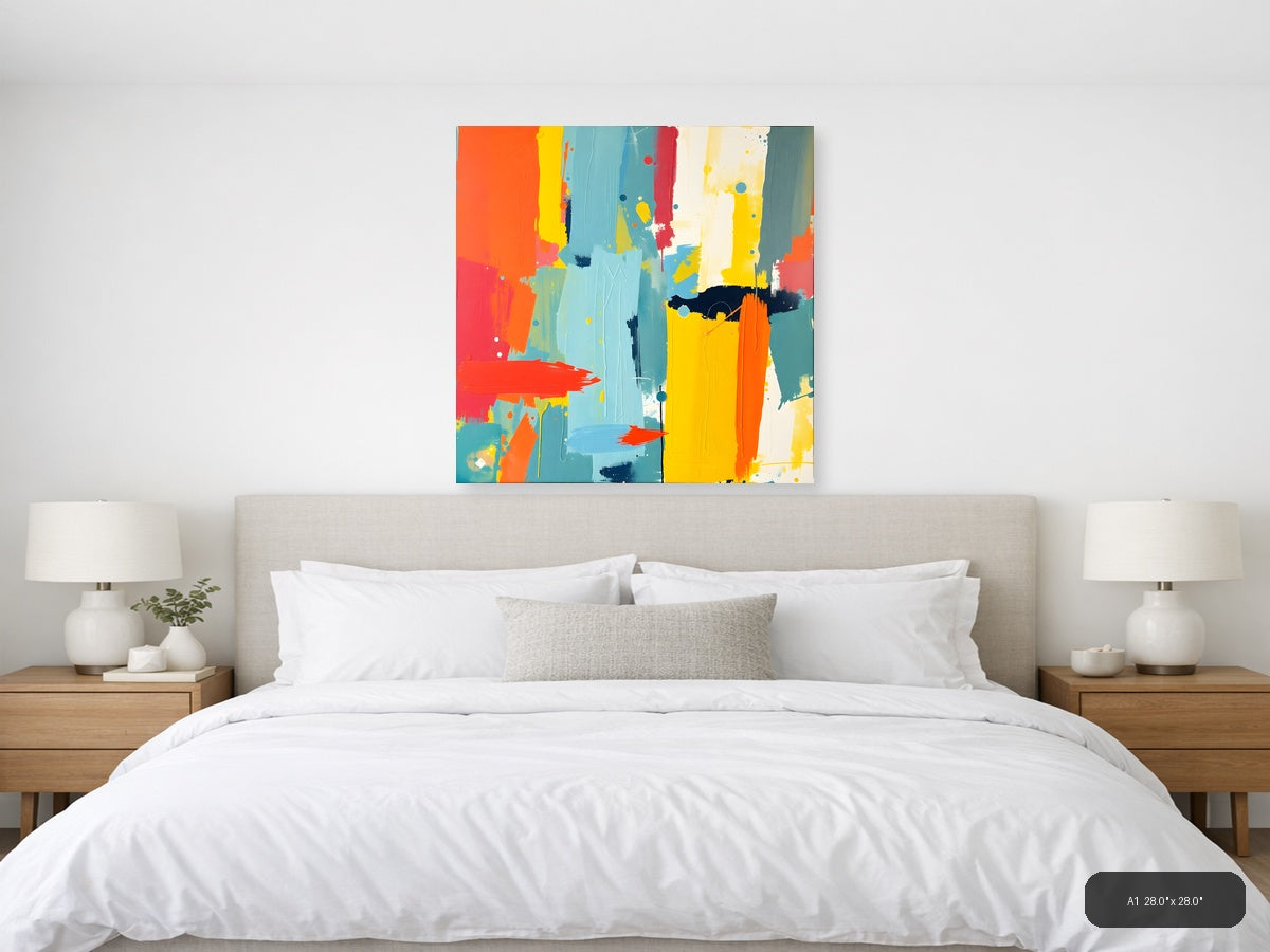 Vibrant Abstract Colour Block Square Wall Art — A1 / Bedroom