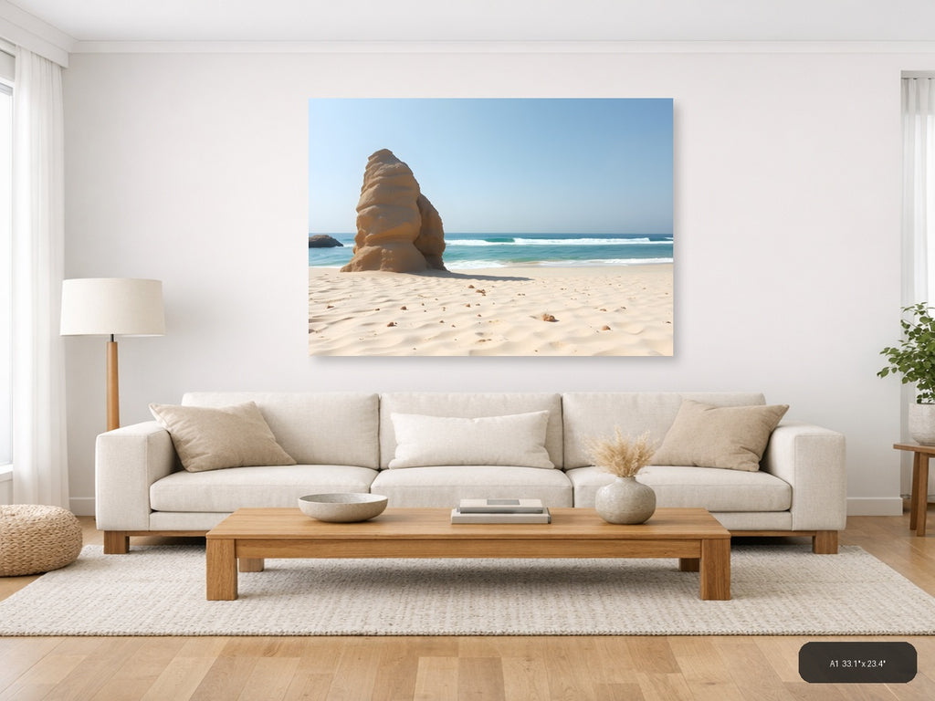 Minimalist Beach Rock Formation Wall Art — A1 / Living Room