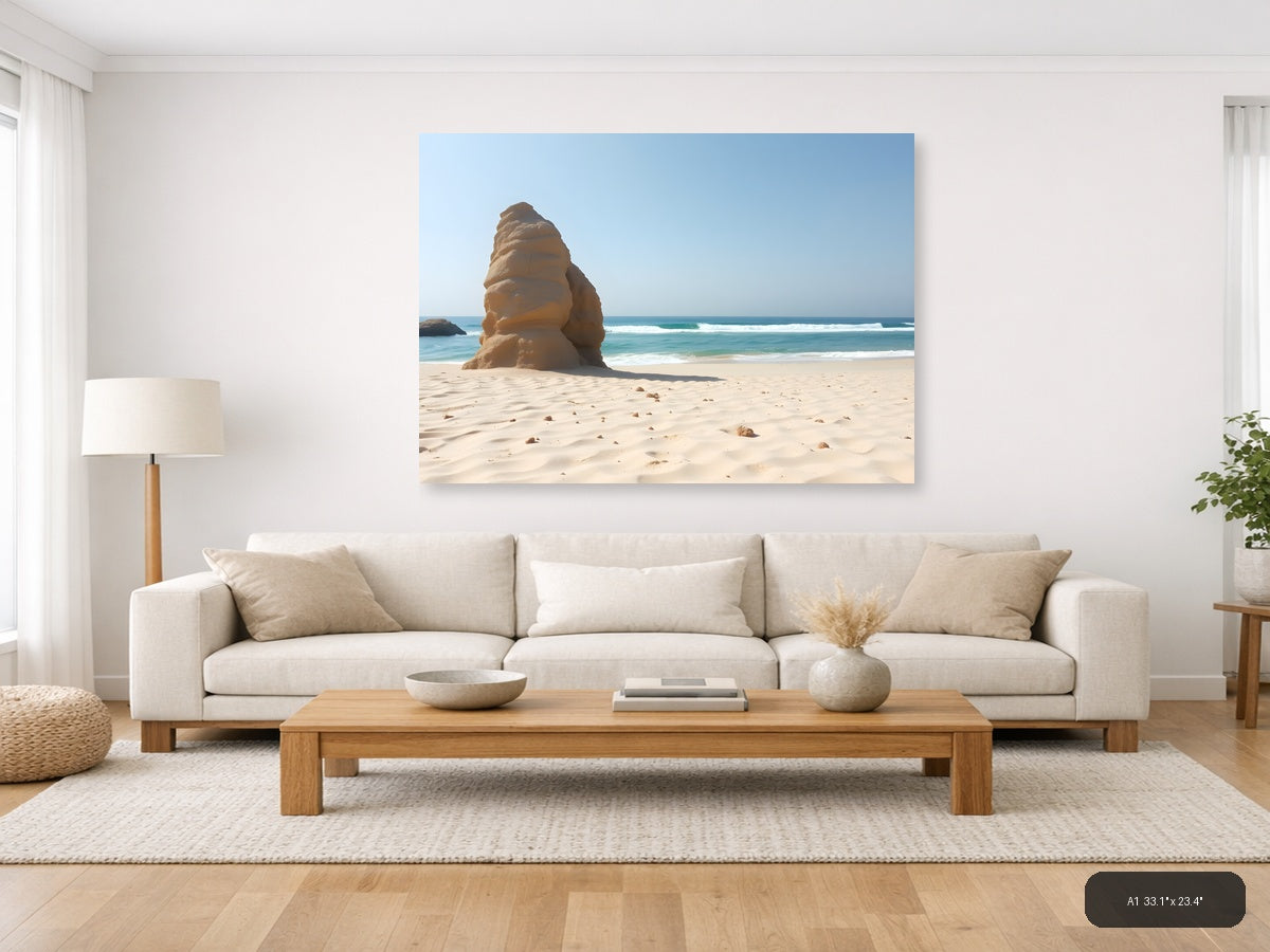 Minimalist Beach Rock Formation Wall Art — A1 / Living Room
