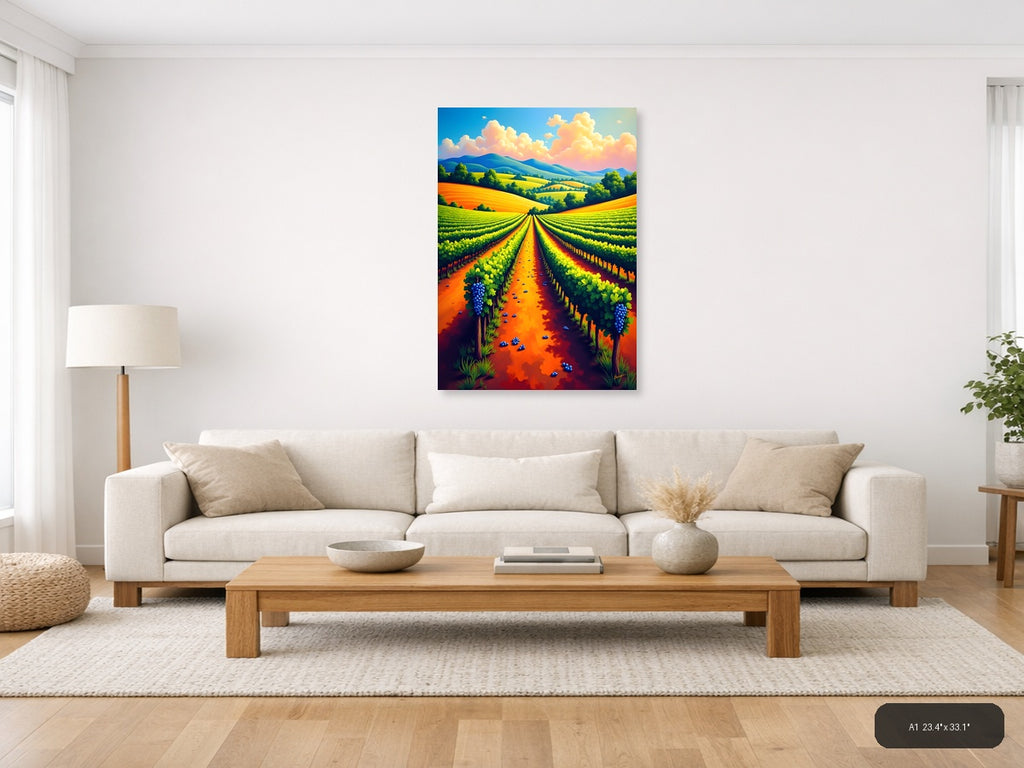 Vibrant Vineyard Landscape Abstract Wall Art — A1 / Living Room