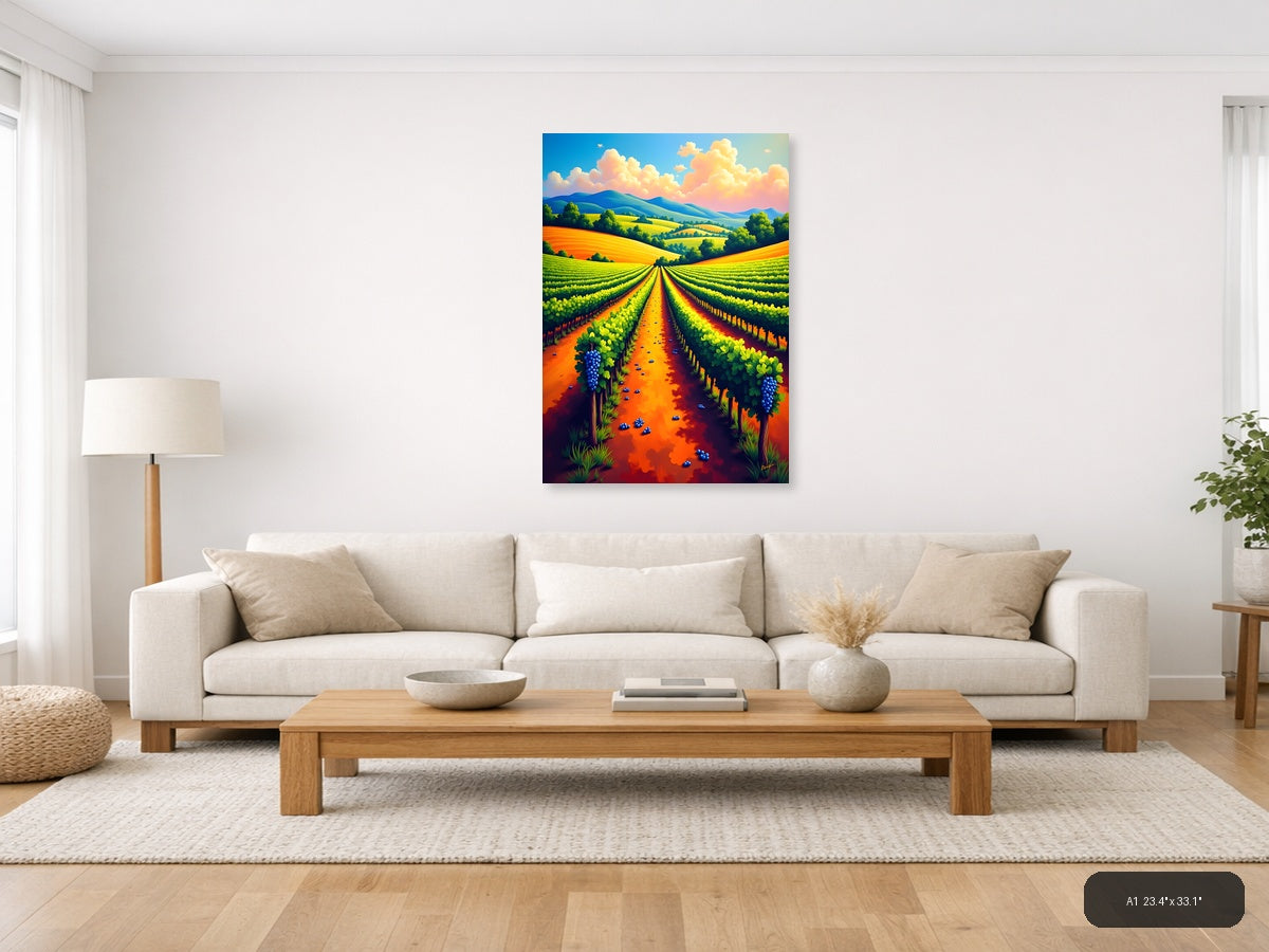 Vibrant Vineyard Landscape Abstract Wall Art — A1 / Living Room