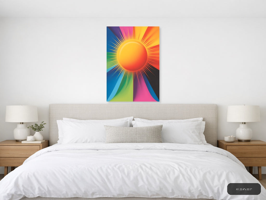 Colorful Sun Rays Digital Photography Wall Art — A1 / Bedroom