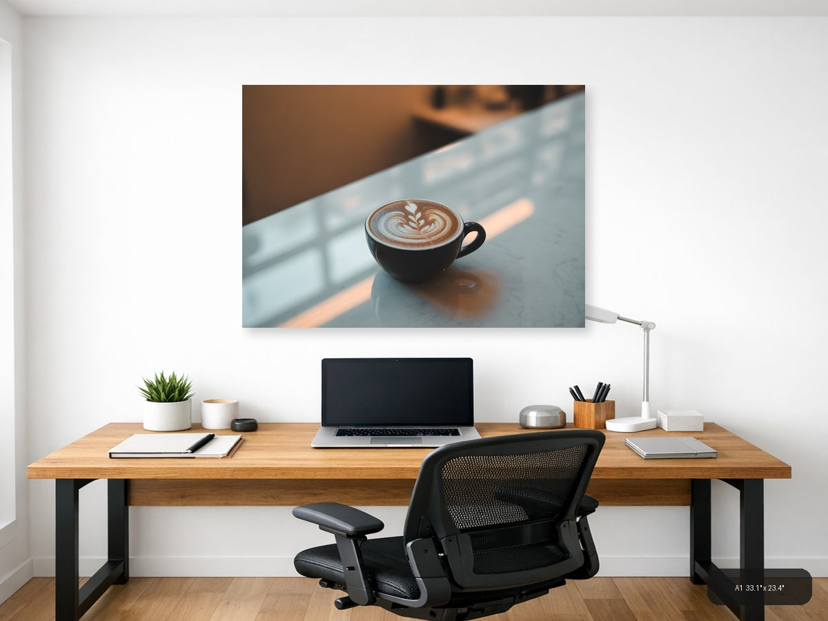 Minimalist Latte Art Coffee Cup Wall Art — A1 / Office