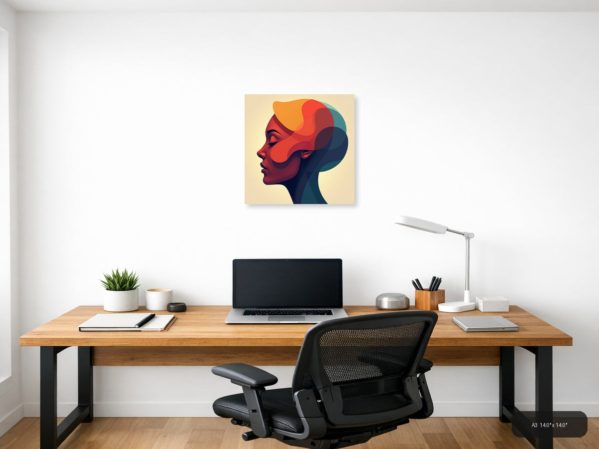 Abstract Colorful Profile Portrait Modern Wall Art — A3 / Office